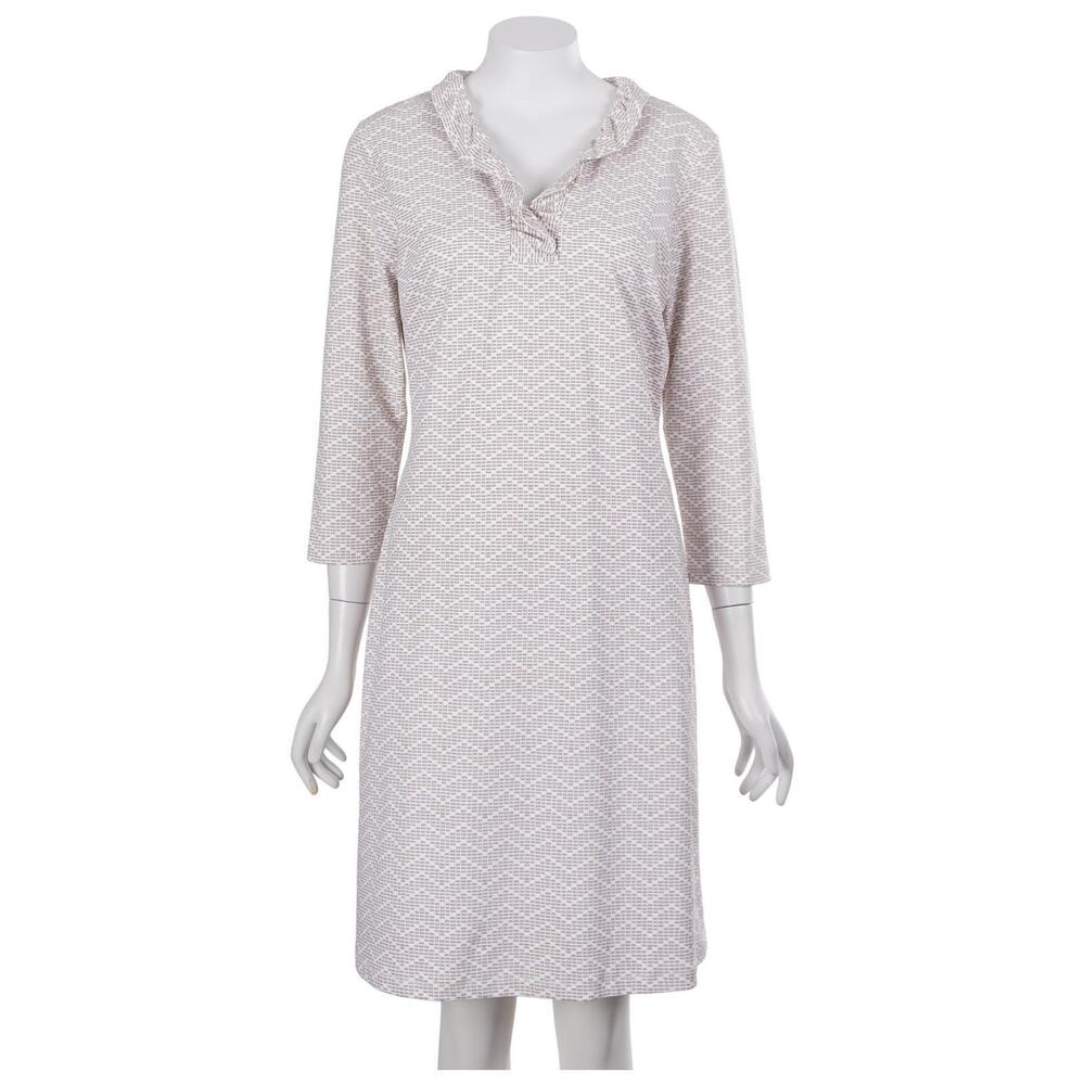 J. McLaughlin Durham Dress M Beige Catalina Cloth Stretch Ruffle Collar Shift